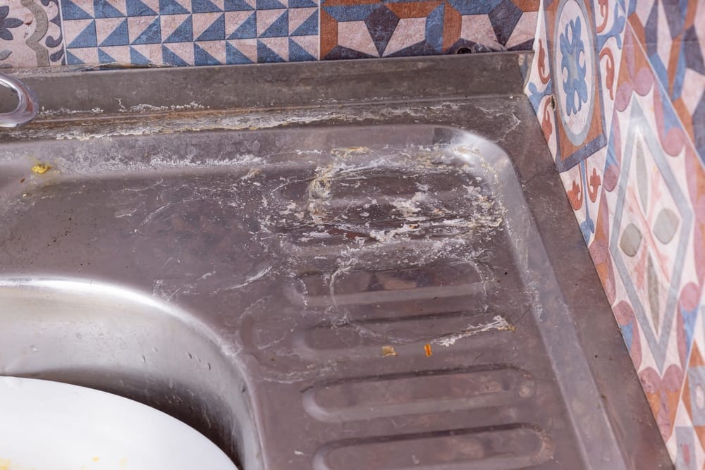 Dirty,Sink,In,Kitchen.,Plaque,From,Hard,Water